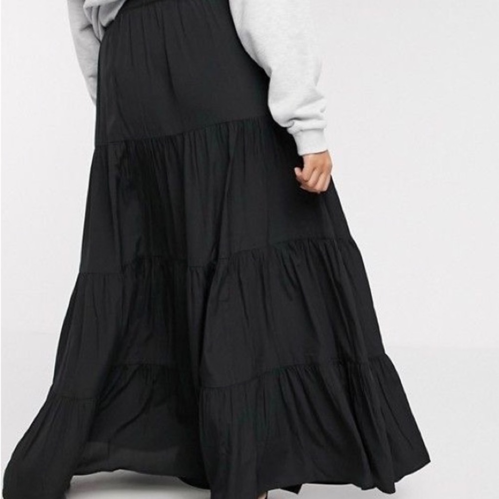 New Black Tiered Maxi Skirt - Picture 5 of 6